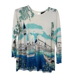 Joseph A Venice Canal Italy Sweater Blouse Shirt Top Knit Travel SZ S